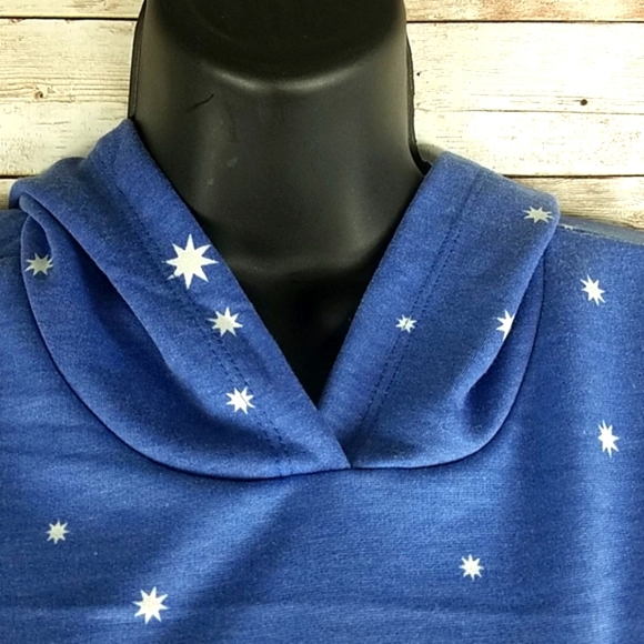 NWT, Saints21,0173,Blu white stars hoodie crop top, SUPER CUTE, Sz S - Picture 3 of 12